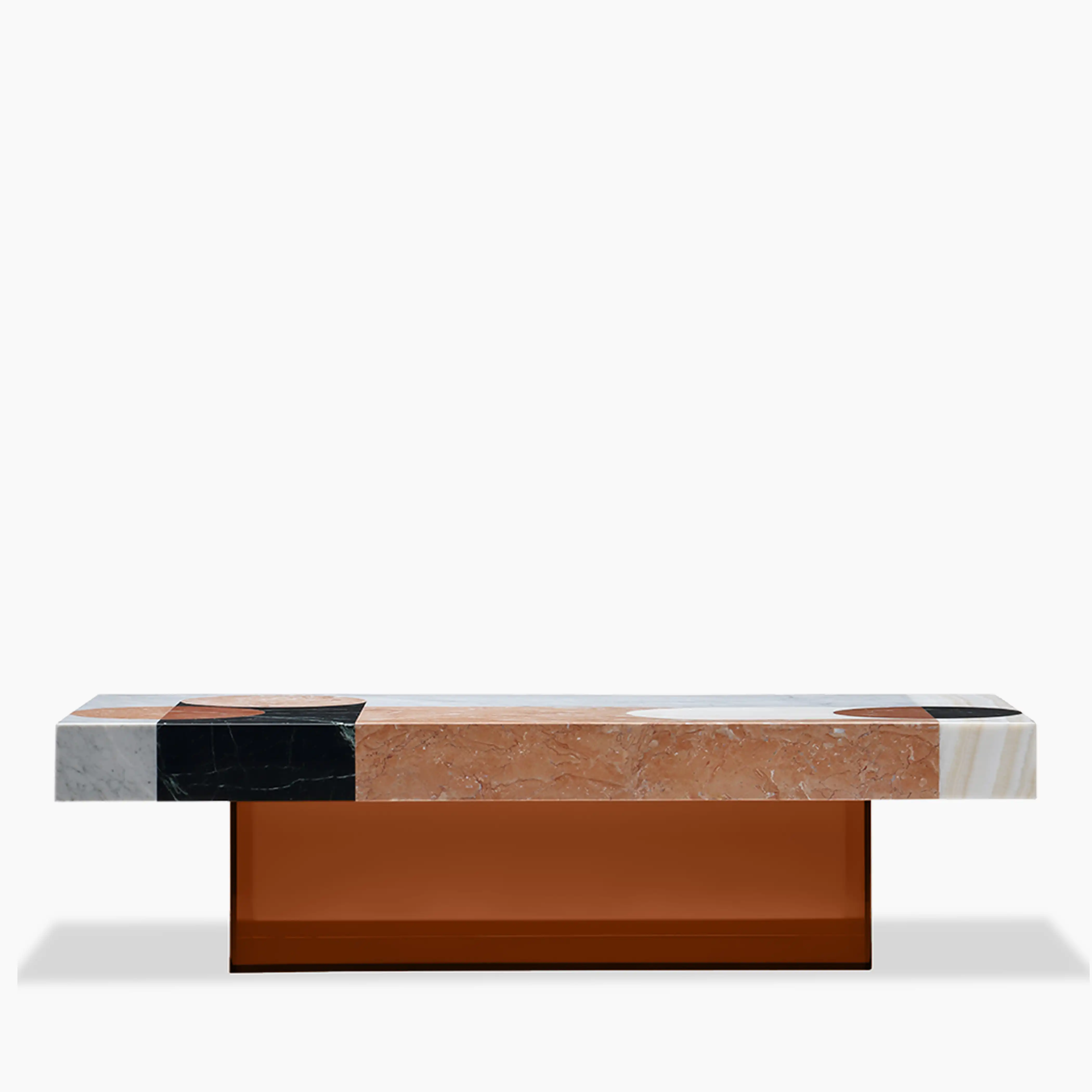 Atmos Rectangle Coffee Table | Mixed Marble & Brown Arcylic - Image 2