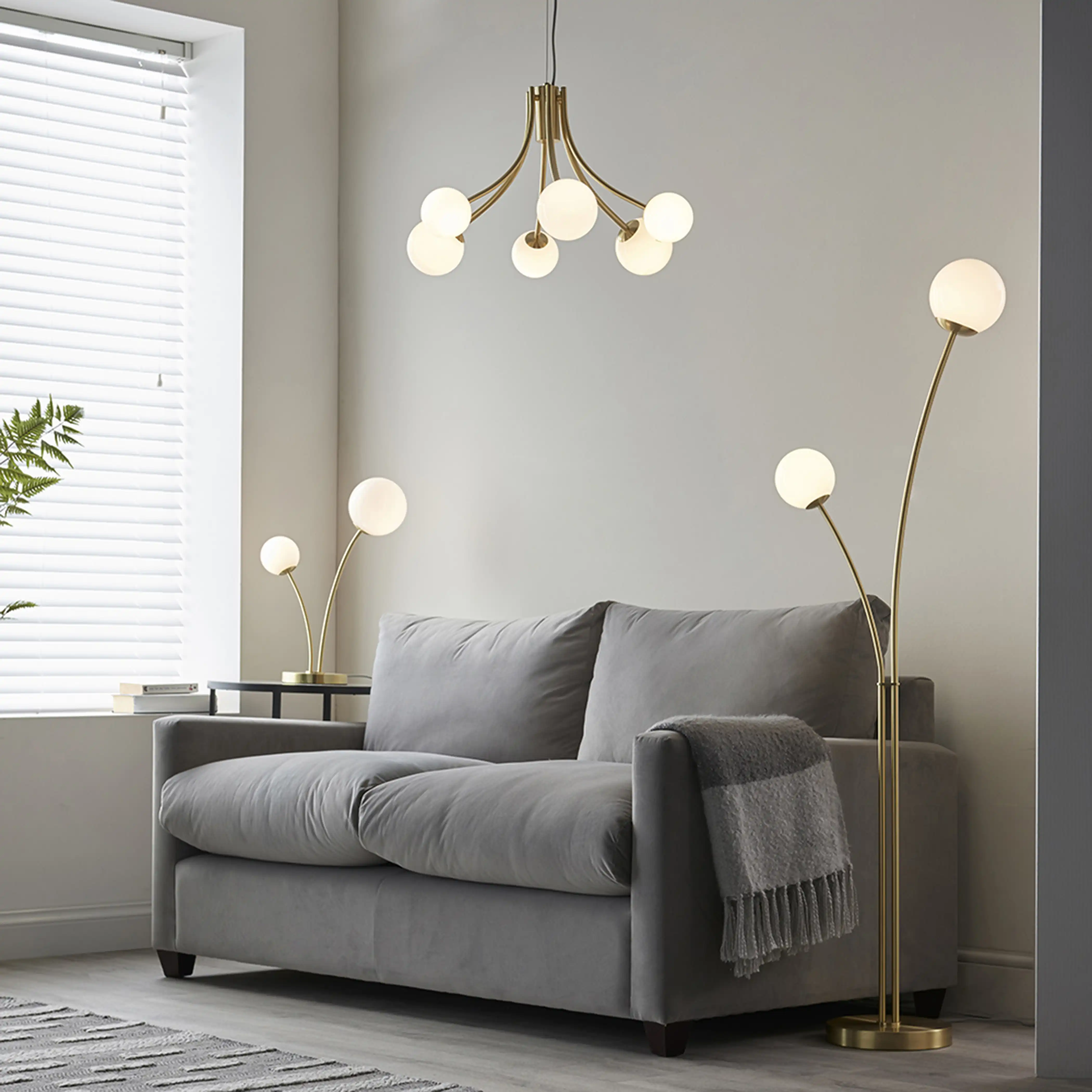 Bloom Floor Lamp | Opal & Brass - Image 3