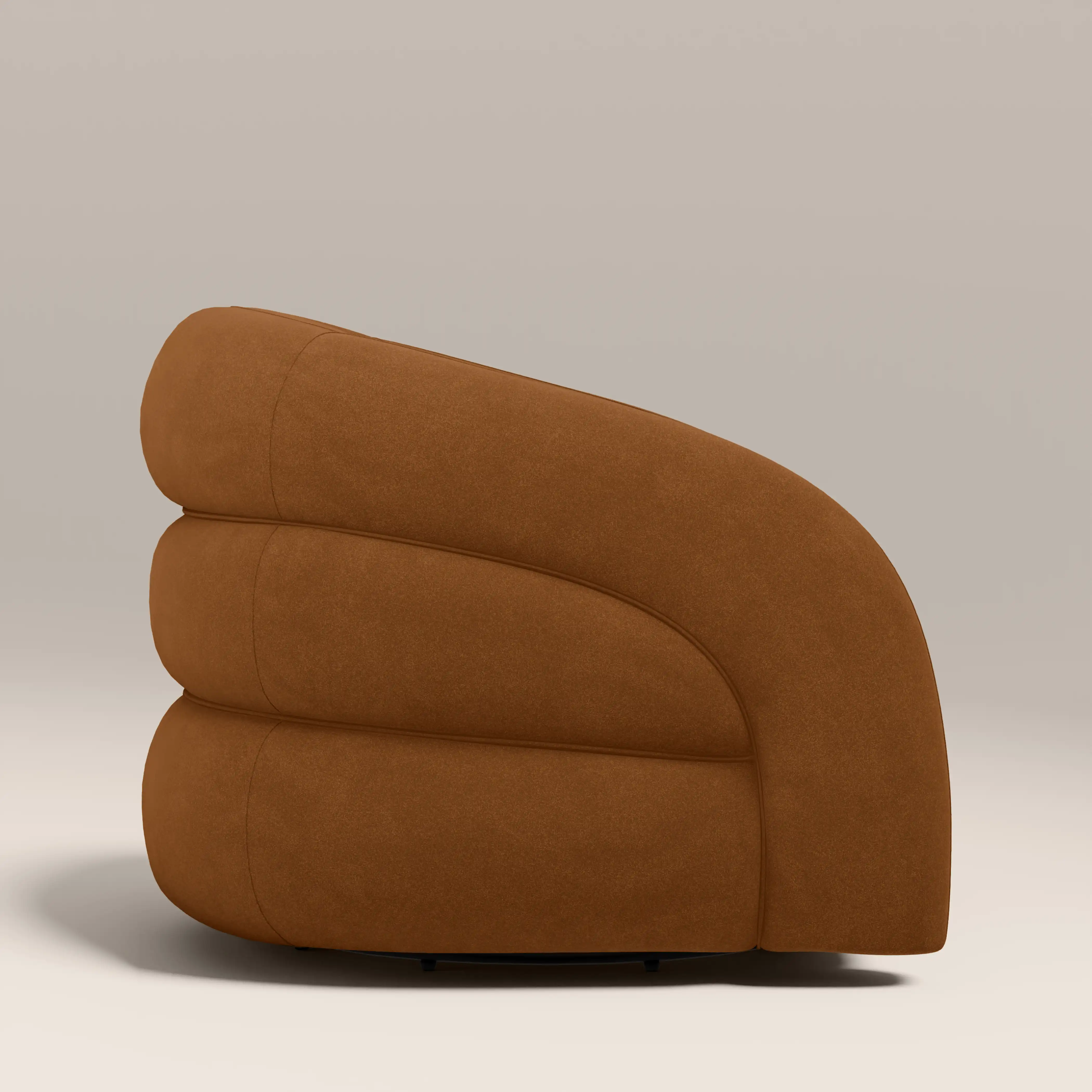 Chaplin Swivel Accent Chair | Caramel Brown Sustainable Mohair Velvet & Walnut - Image 4