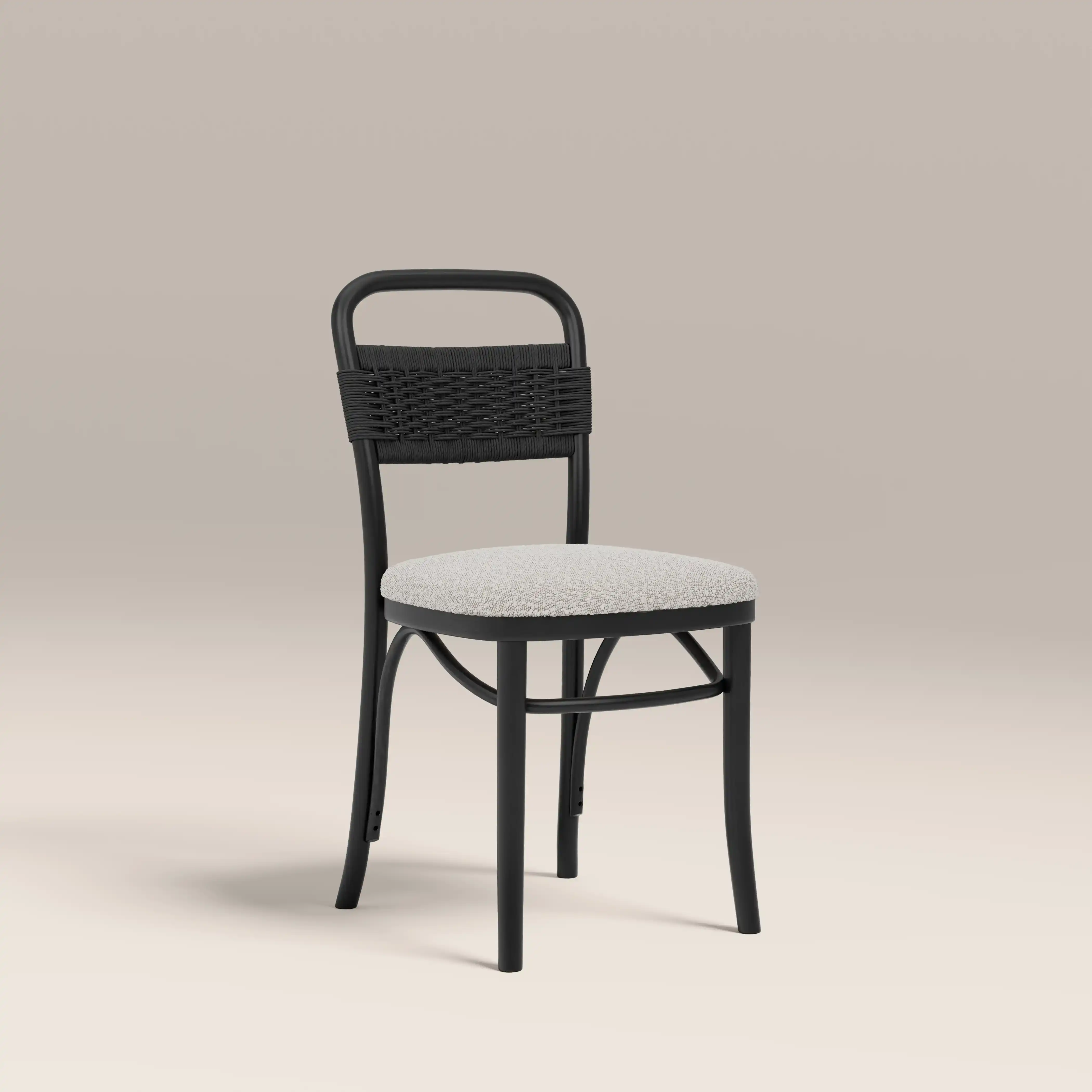 Daisy Wooden Dining Chair |  Speckled Stone Sustainable Boucle & Black - Image 2