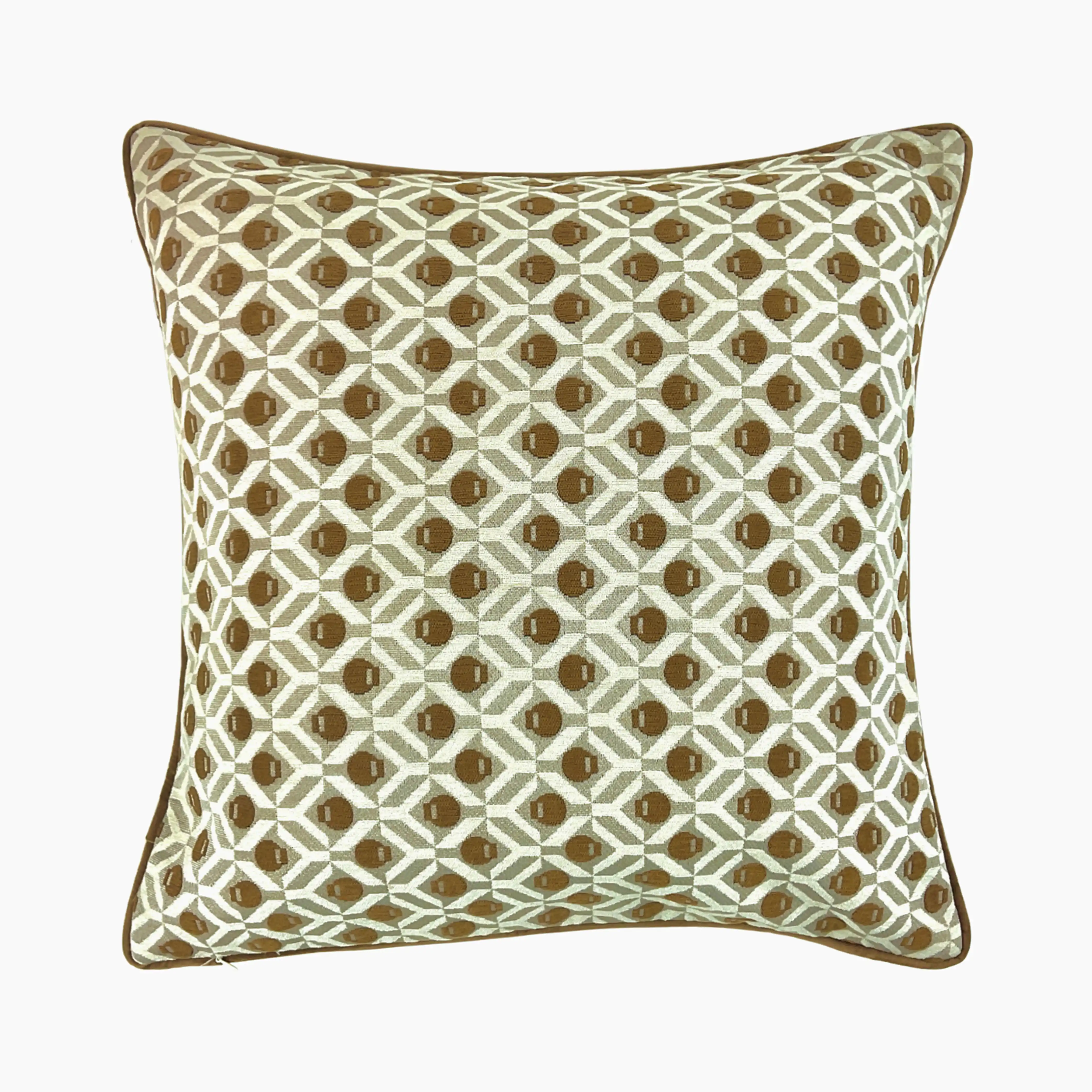 Nexo Large Square Fabric Cushion | Whiskey Brown & Cream