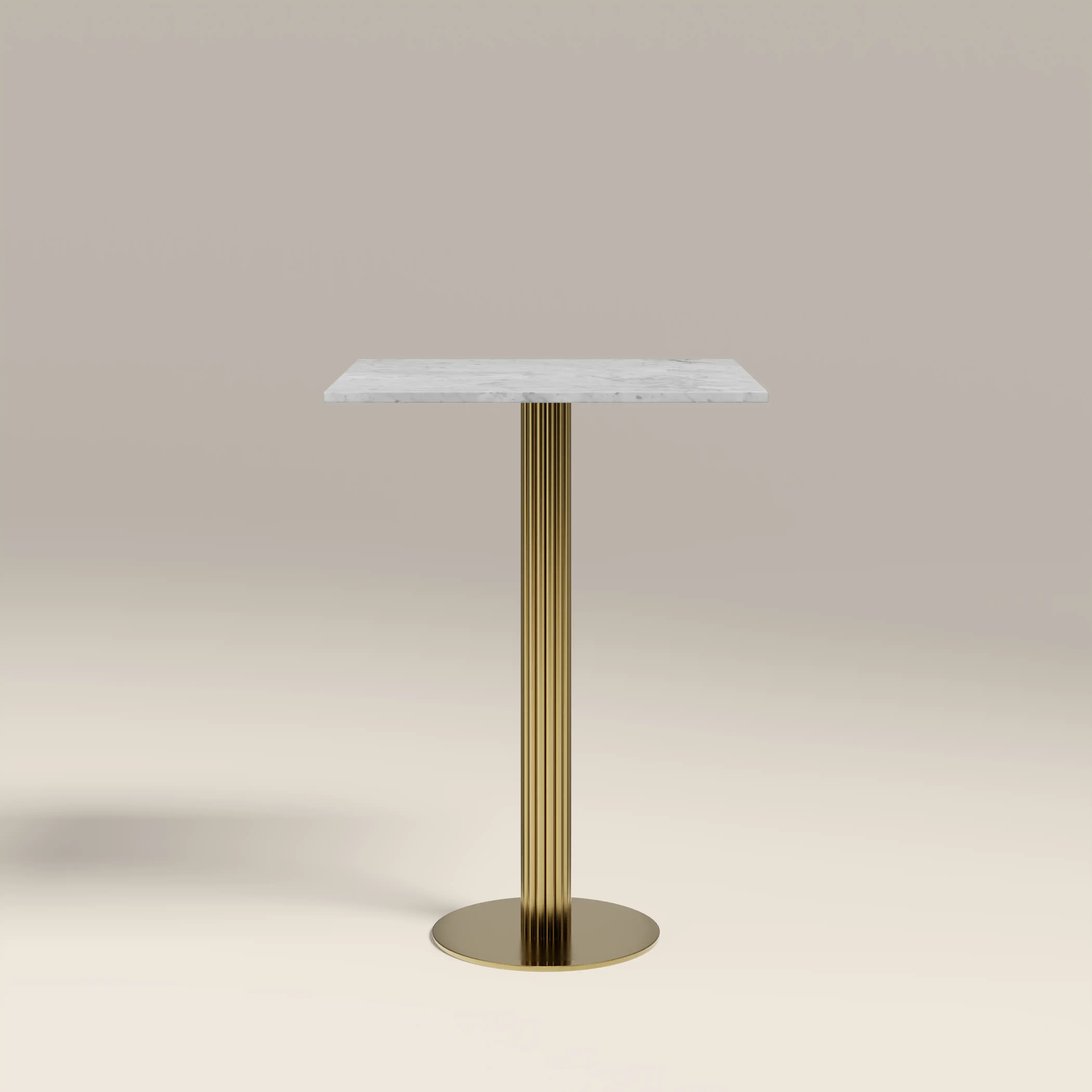 Rafferty 2 Seat Square Bar Table | White Marble & Brass - Image 2
