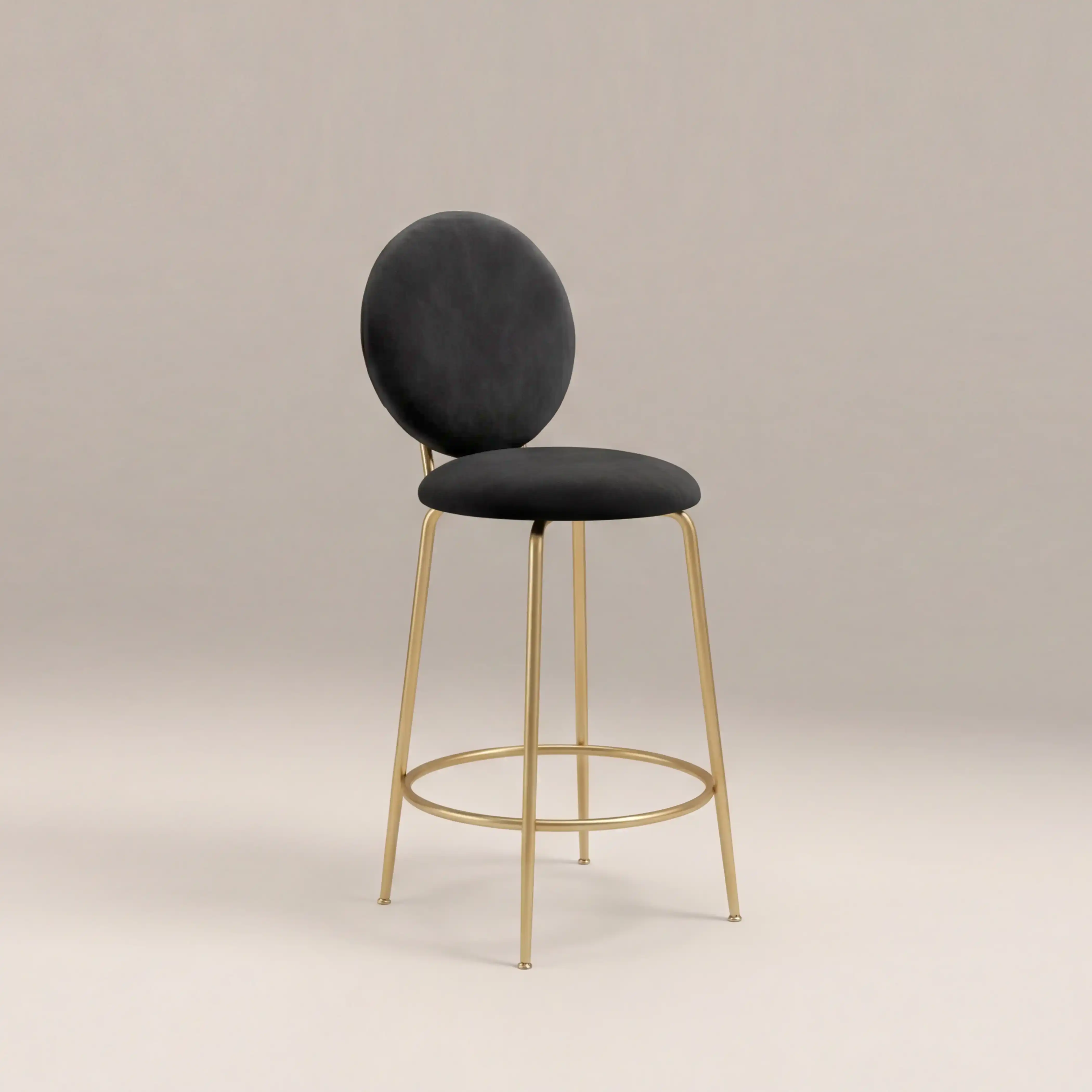 Regent Kitchen Stool With Backrest | Grey Sustainable Velvet