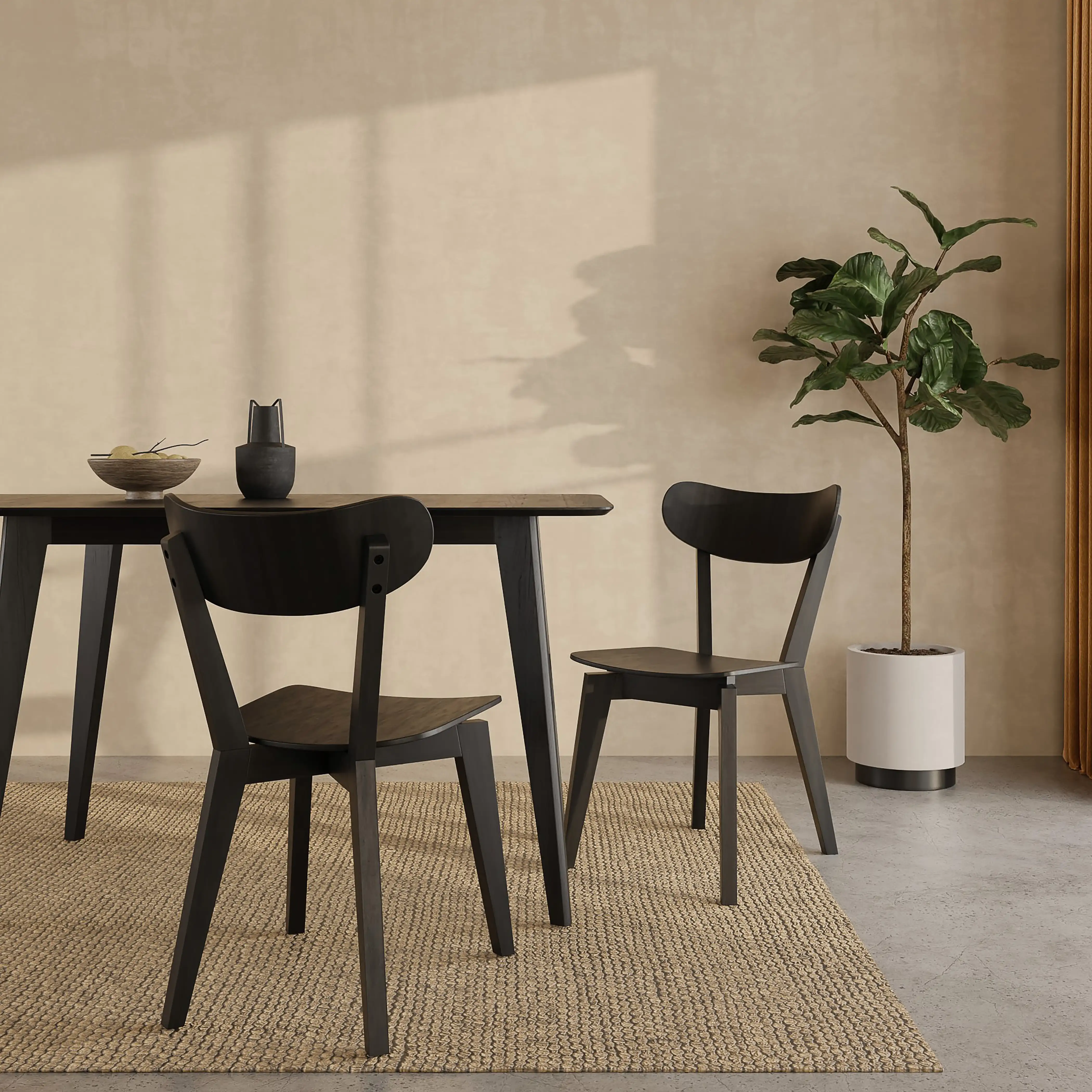 Roxby Wooden Dining Chair | Black - Image 2
